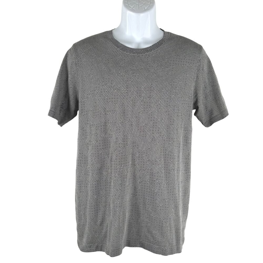 Lululemon‎ Tee Shirt Mens Medium Gray Printed Short Sleeve Crewneck TP-3477